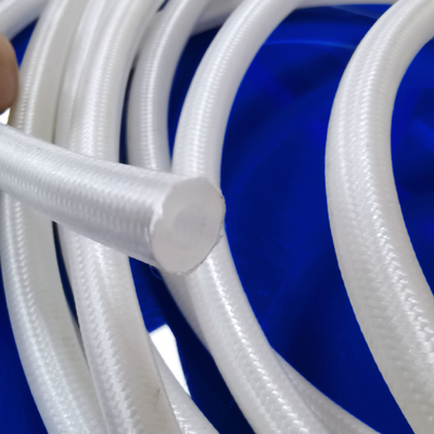 Heat Resistance polyester Braided Silicone Tubing White Transparent Silicone Hose
